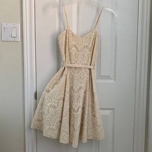 Lace Spaghetti Strap Dress - Cream